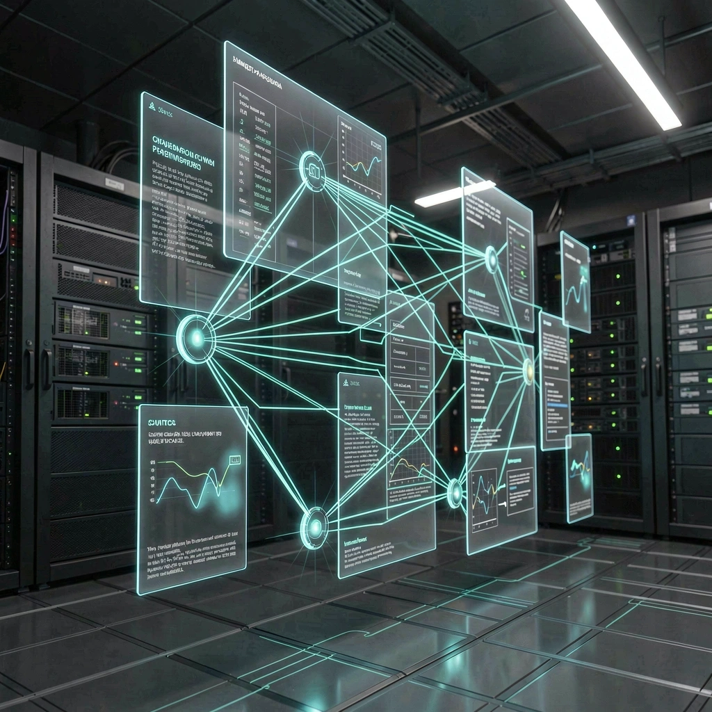 Abstract data flow visualization showing a break in connectivity
